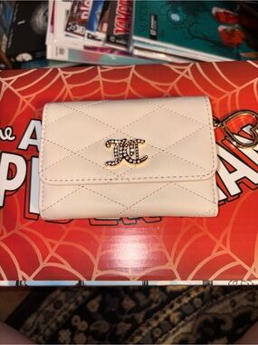 Juicy Couture Cream Quilted Women's Wallet with Crystal Accent